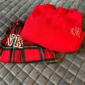 Victoria’s Secret Pajamas pants plaid & Sweatshirt